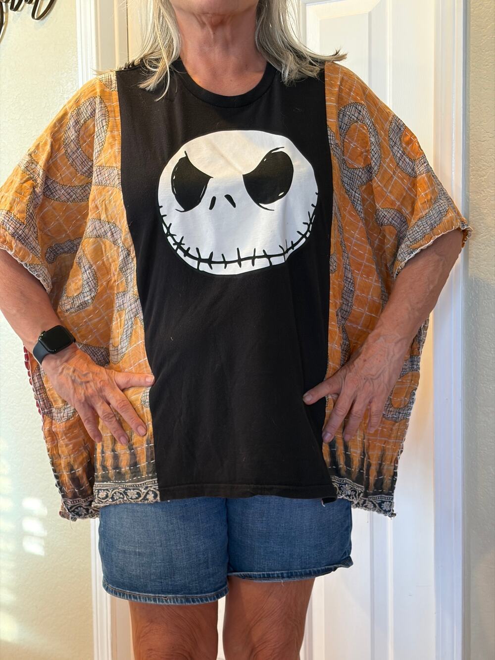 Nightmare Before Christmas Upcycled Kantha Tunic Top Shirt Boho